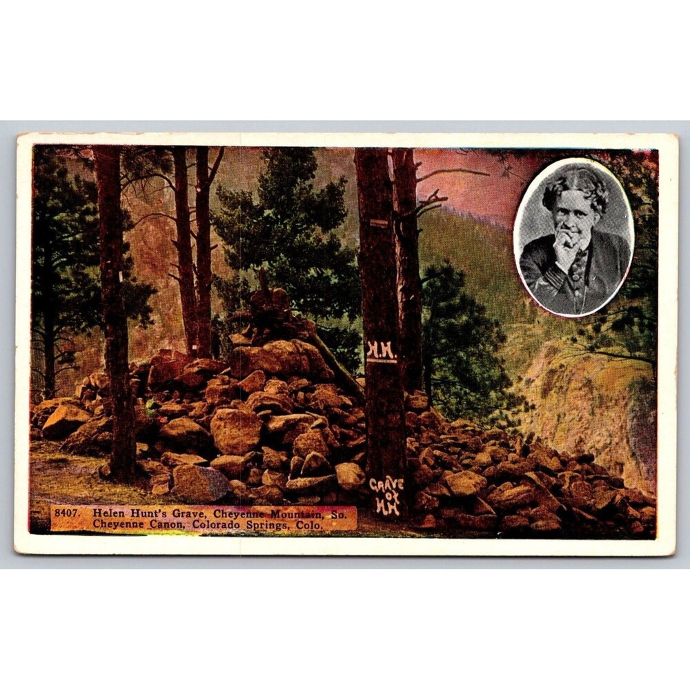 Antique Postcard Helen Hunt's Grave Cheyene Mountain Colorado Springs H.H.T. Co
